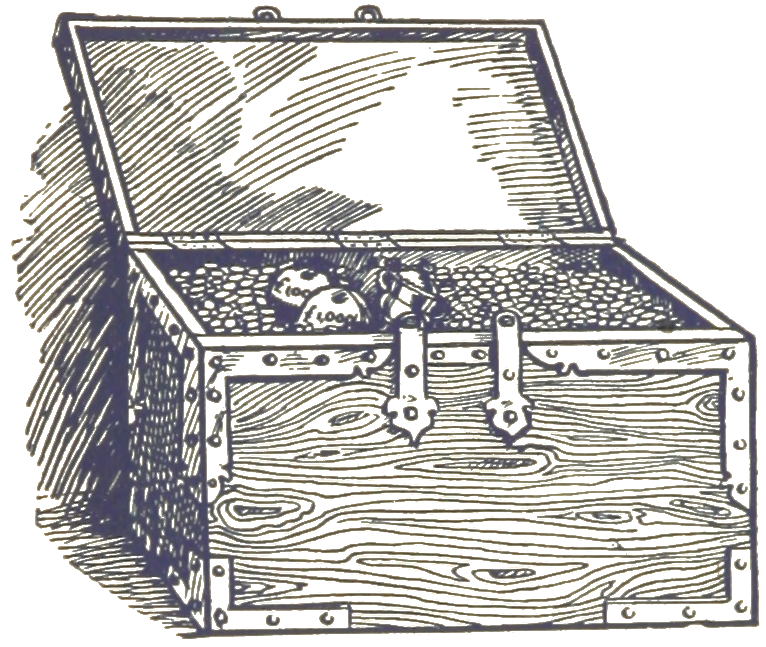 An old drawing of a treasure chest