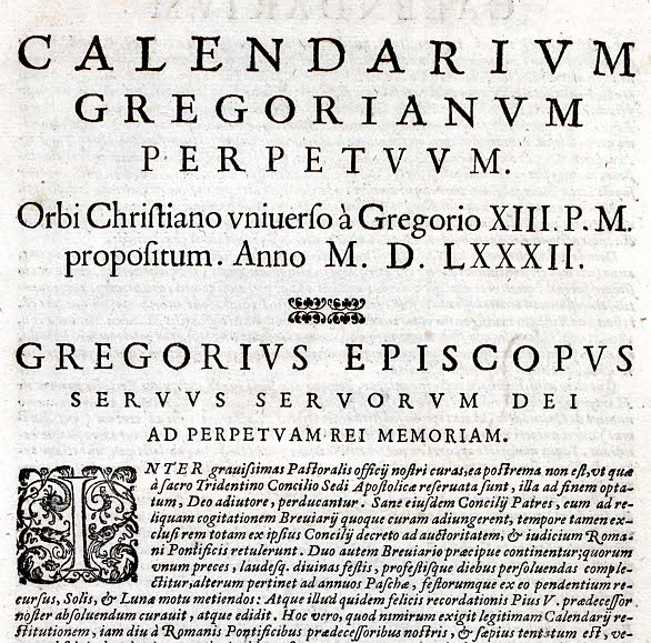 The first page of the Inter Gravissimas papal bull